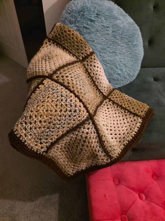 Beautiful Handmade Crochet Blanket or Throw called Choclate Oat