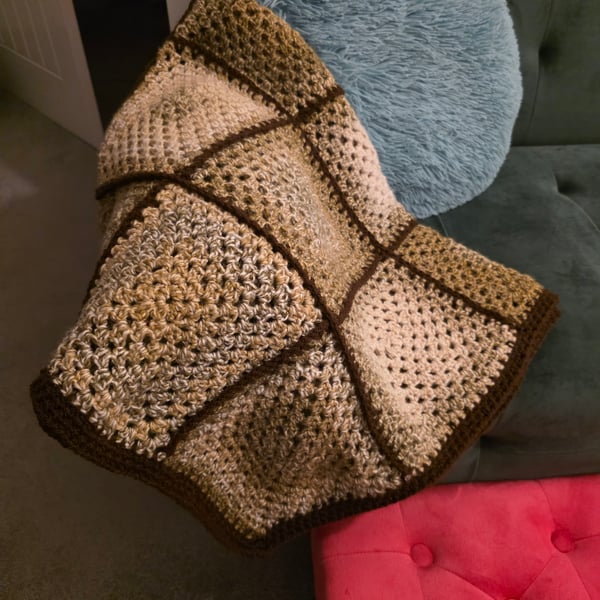 Beautiful Handmade Crochet Blanket or Throw called Choclate Oat