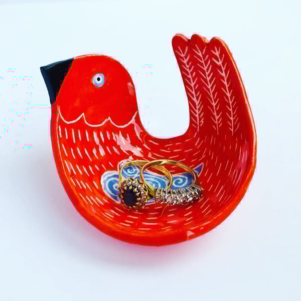 Coral Bird Trinket Dish, Rings Dish, Jewellery Dish