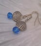 Silver Clam Shell and Blue Crystal Earrings, Gift for Her, Shell Charm Earrings - Image 2