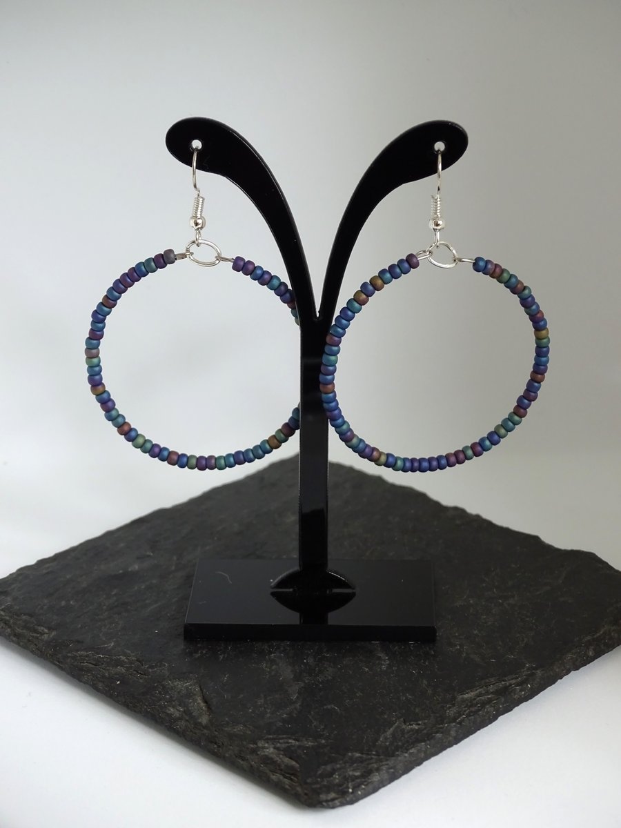Frosted Rainbow Hoop Earrings
