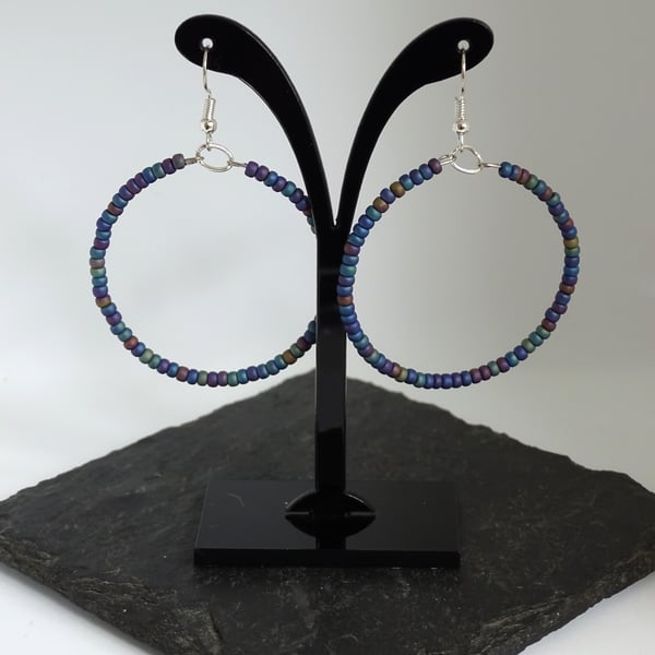 Frosted Rainbow Hoop Earrings