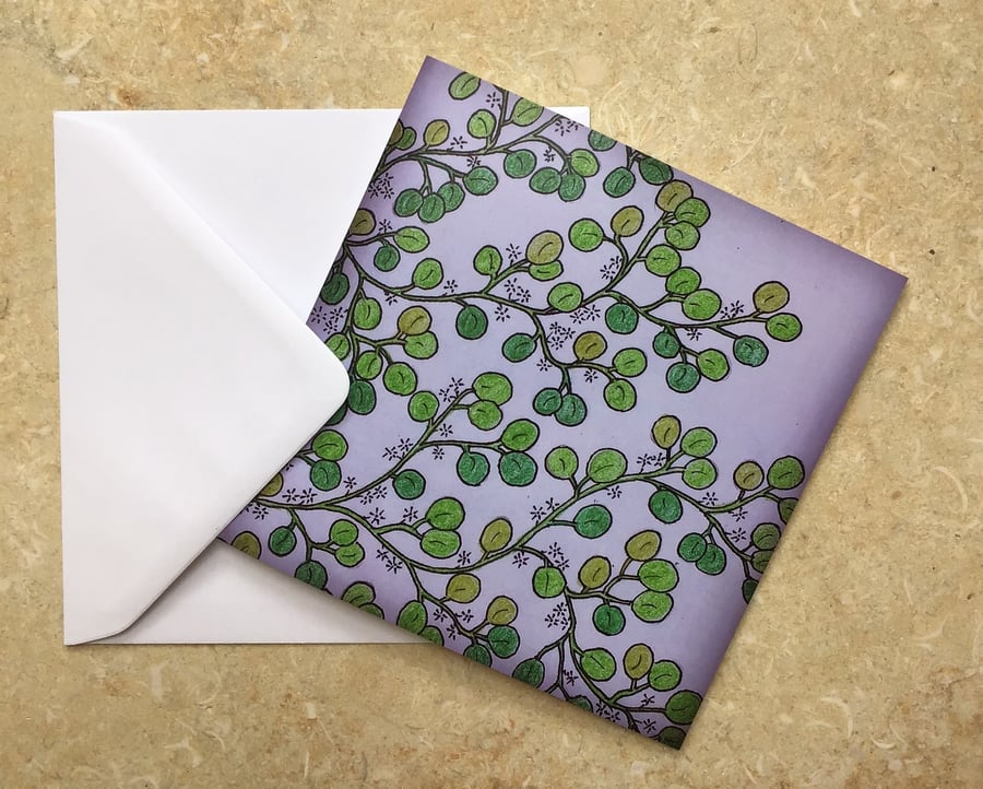 Greetings Card 'Sketchbook series - Tiny Green Leaf Spray' 