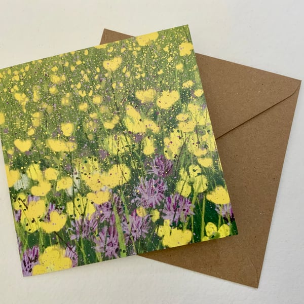 Clover and Buttercups,  Blank Greetings Card