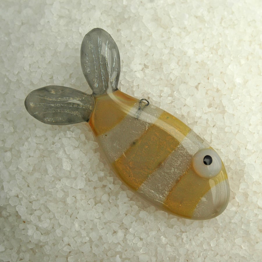 Fused Glass Stripy Fish Decoration