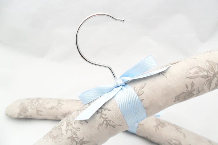 Grey, handmade padded coat hangers