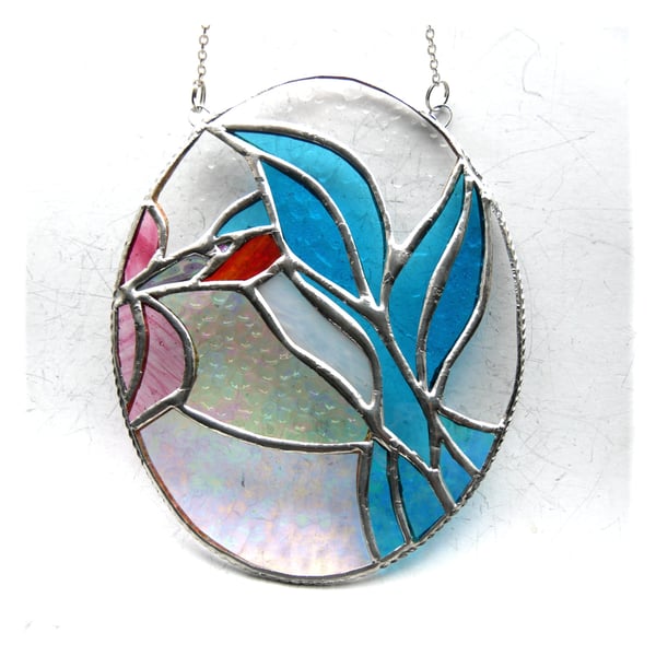 Kingfisher Picture Stained Glass Suncatcher Bird 018 handmade gift