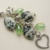 Handbag Charm Pale Green and Grey Beaded Tibetan Horse Themed KCJ1614