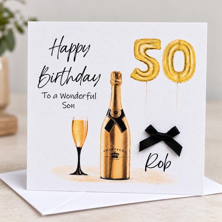 Personalised Champagne Birthday Card For Him Her Husband Dad Brother 40th 50th 