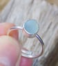 Sterling silver bezel set sea glass ring , Size P - Image 5
