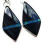 Onyx & Cultured Opal Earrings Sterling Silver Jewellery Gift Gemstone Manmade - Image 3
