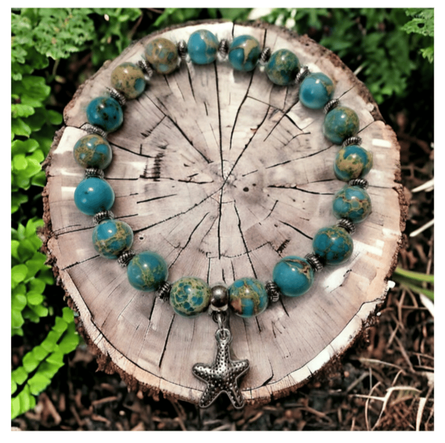 Imperial Jasper Seaside Inspired Handmade Beaded Bracelet