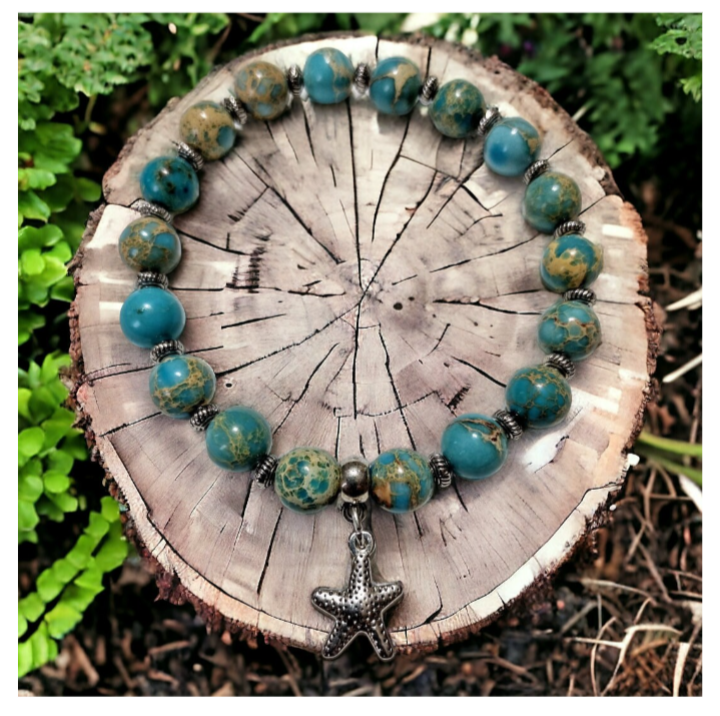 Imperial Jasper Seaside Inspired Handmade Beaded Bracelet