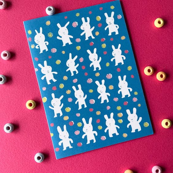 Lucky White Rabbits card by Jo Brown