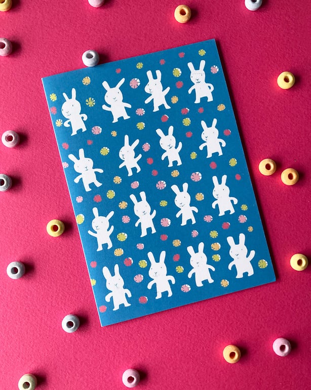 Lucky White Rabbits card by Jo Brown