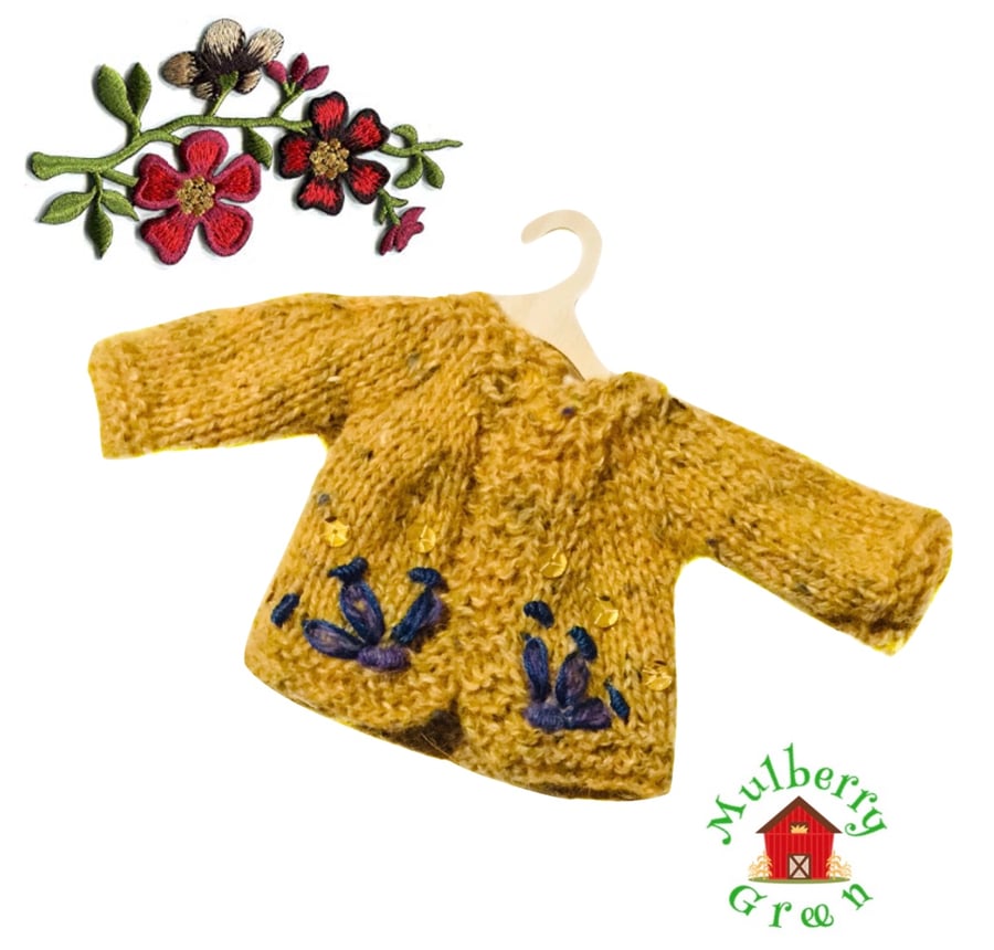 Reserved for Lesley - Embroidered Mustard Cardigan 