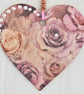 Glitter Roses: Decoupaged Wooden Hanging Heart 15cm (6") - Image 4
