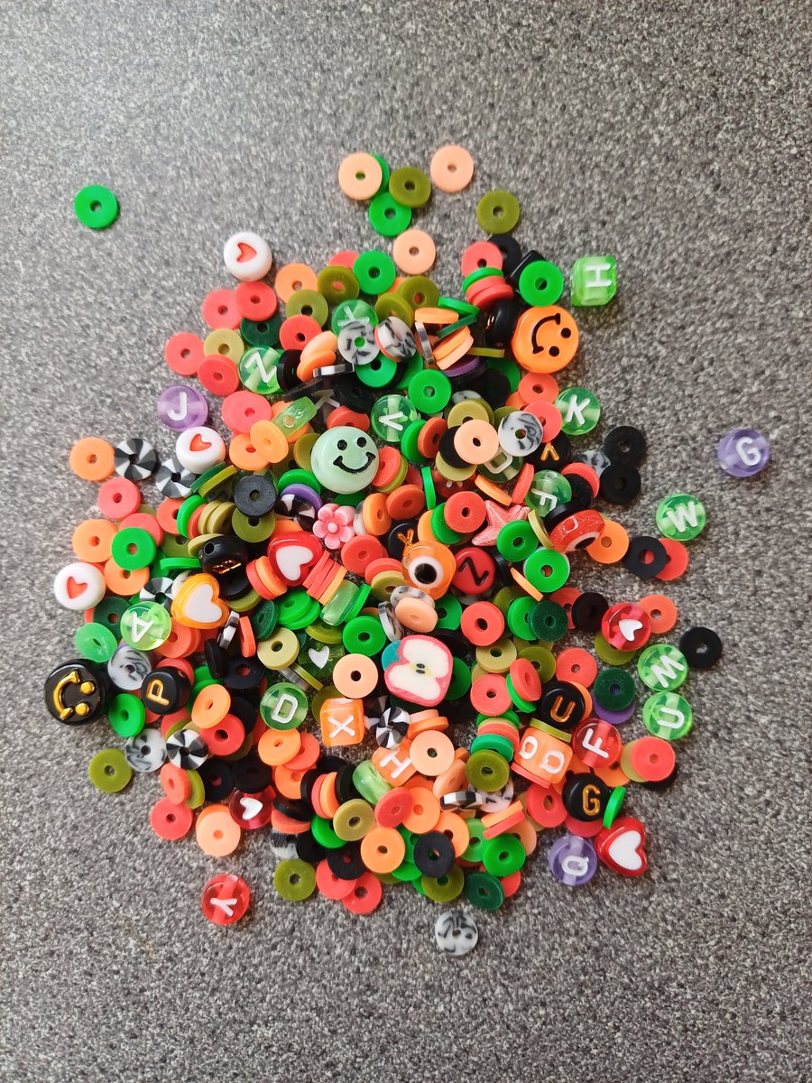 Halloween bead confetti, bead soup, bracelet making, make your own bracelets