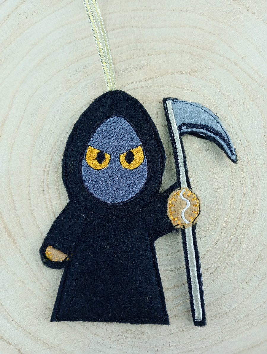 Felt Hanging Grim Reaper Gingerbread Man - Halloween Hanging Decoration