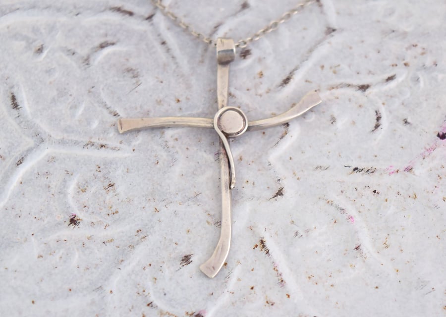 Silver Cross with Stylised Jesus 