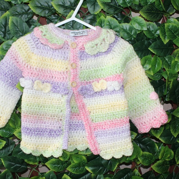 handmade crochet baby cardigan size 6 - 12 months