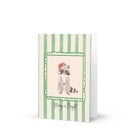 Watercolour Striped Merry and Bright Father Christmas Raccoon Greetings Card