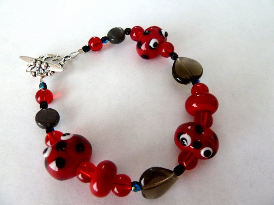 SALE lampwork ladybird bracelet