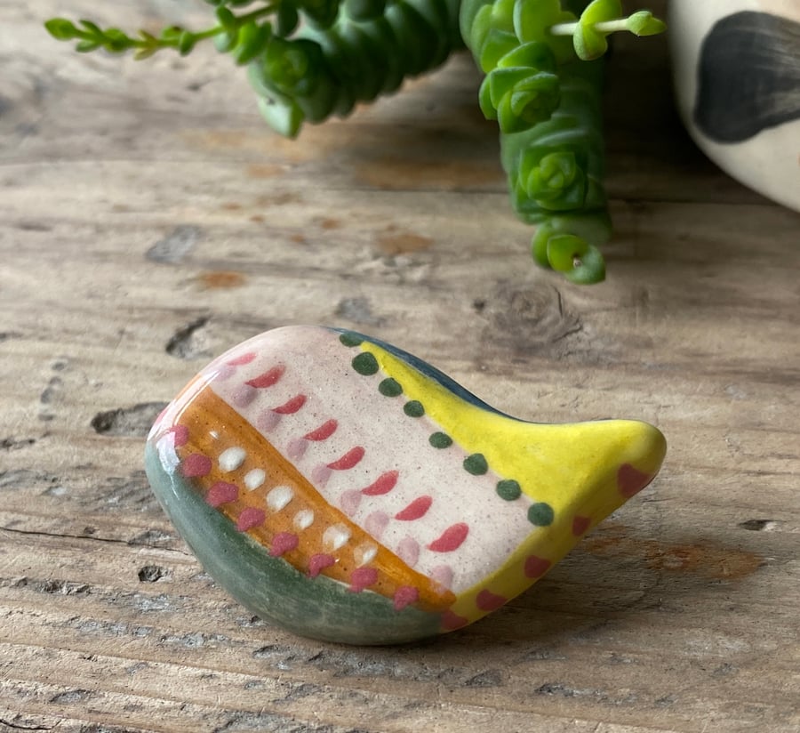 REDUCED Handmade Ceramic Birdy Brooch