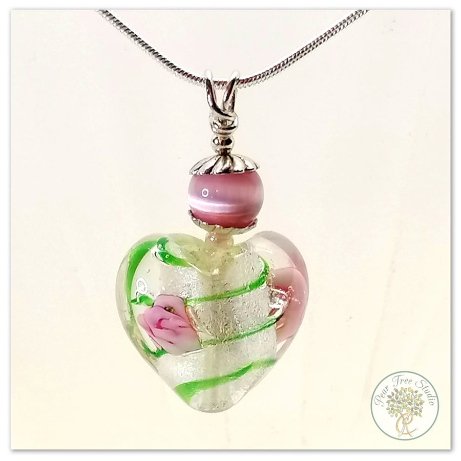 Murano glass heart pendant on a silver plated chain