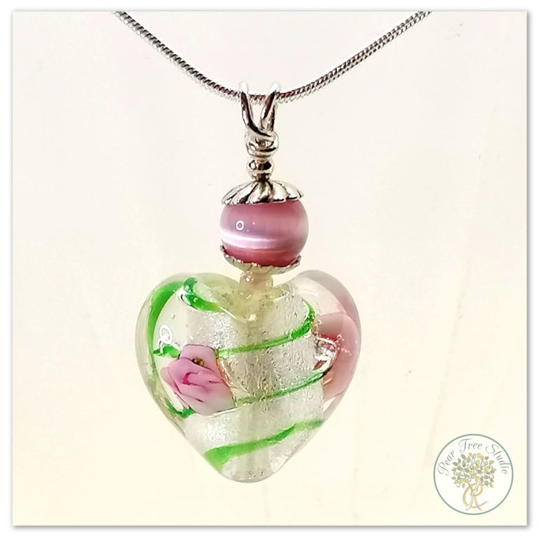 Murano glass heart pendant on a silver plated chain