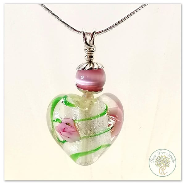 Murano glass heart pendant on a silver plated chain
