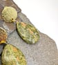 Earthy Elegance: Textured Gold and Unakite Teardrop Earrings  - Image 5