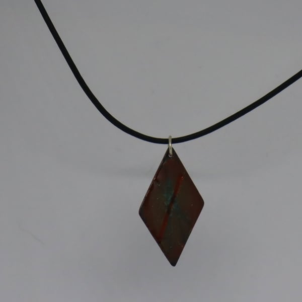 Kiln-fired diamond shape enamel pendant