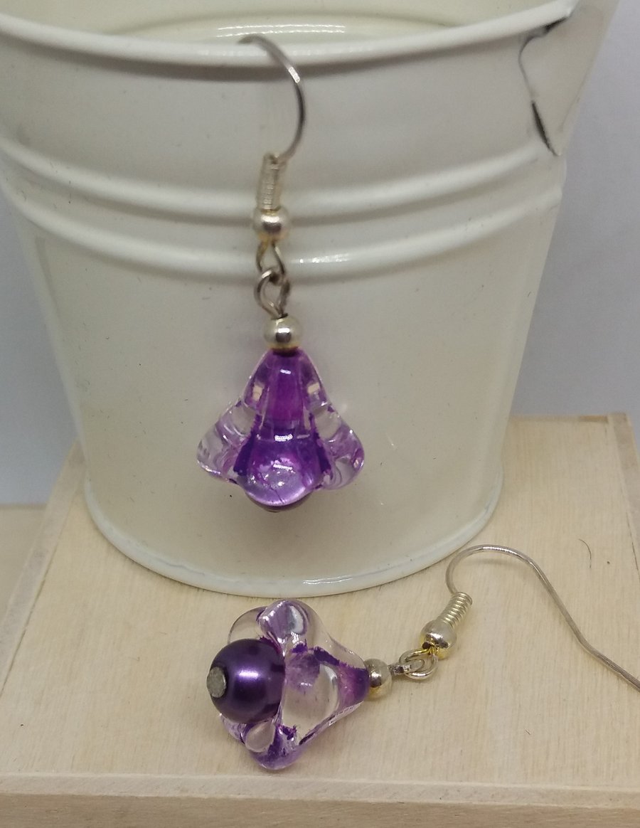 Purple glass flower drops