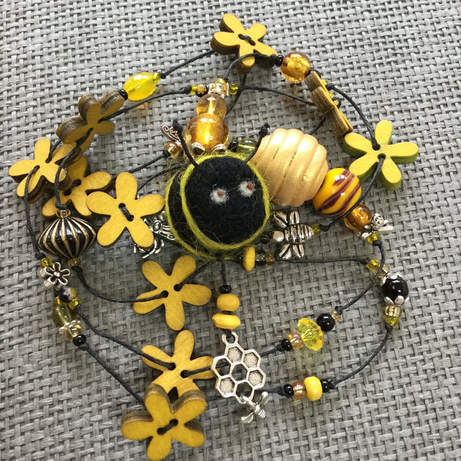 “Bumble Bee” Hotchpotch lariat necklace