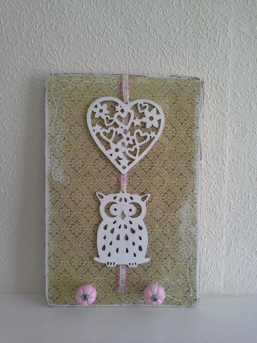 Heart & Owl wall plaque