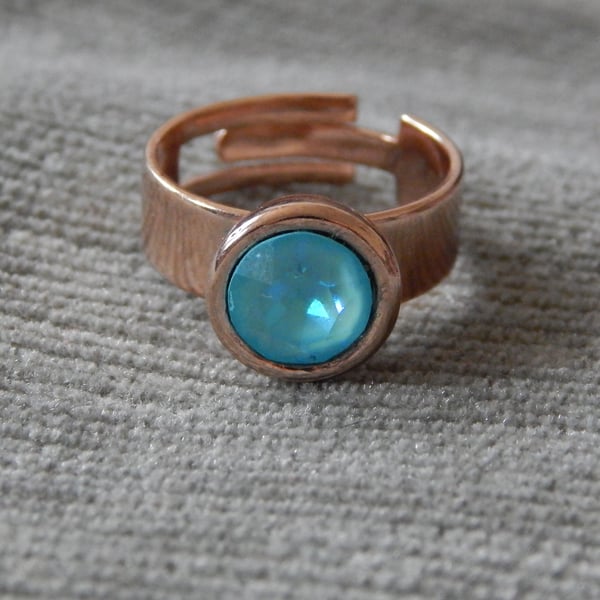 Ultra Turquoise AB Swarovski Solitaire Ring