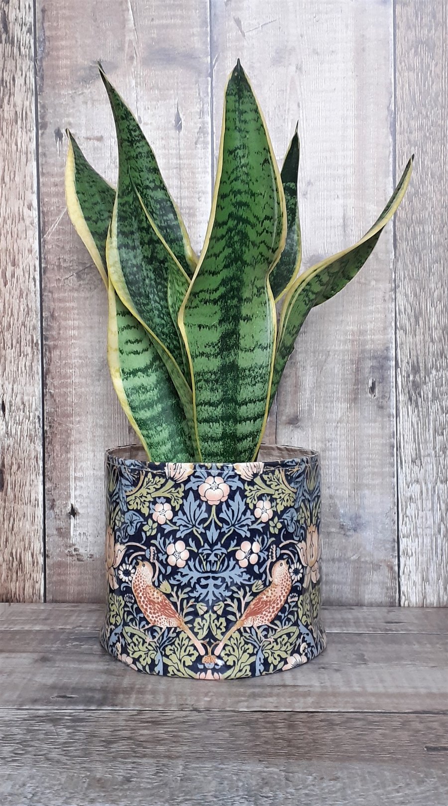 William Morris indoor plant pot, oilcloth plant pot, fabric pot