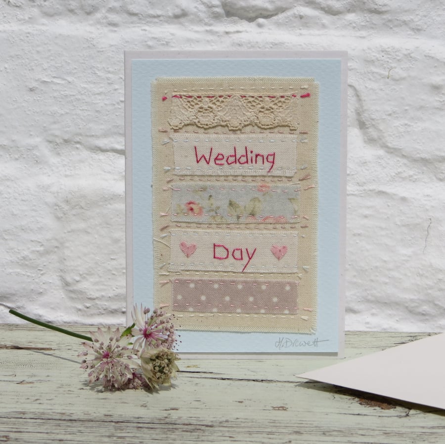Wedding Day hand-stitched card