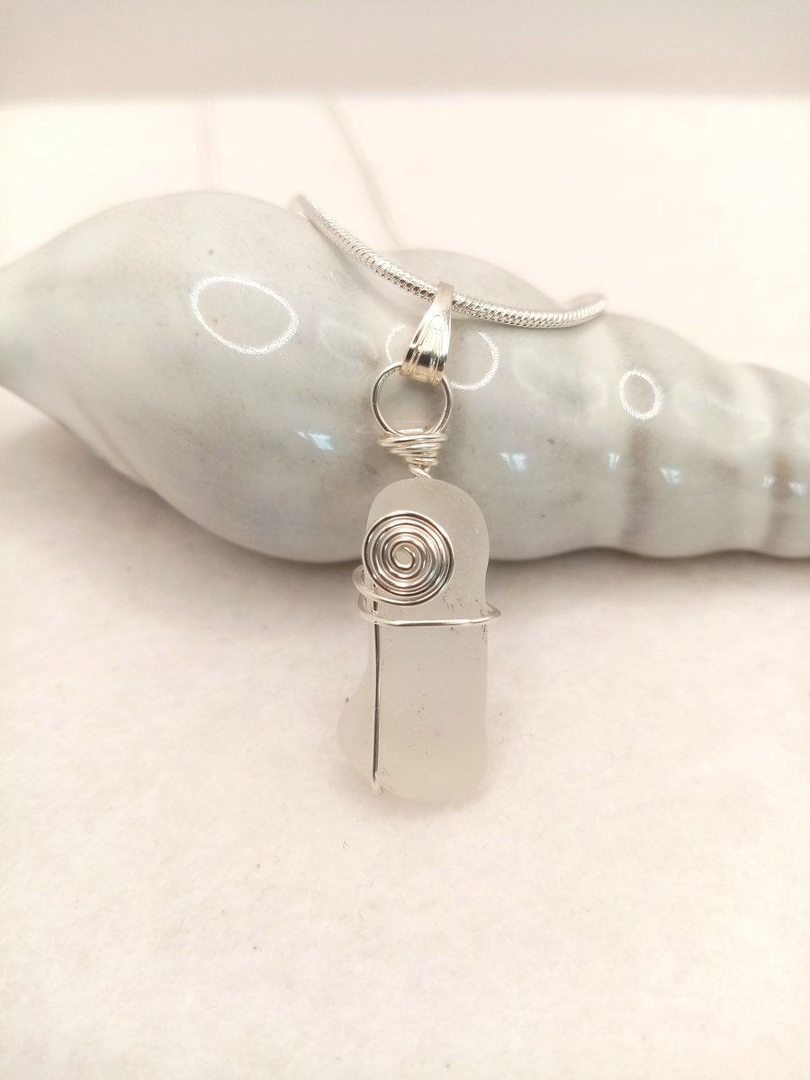 Wire Wrapped Sea Glass Necklace, Sea Glass, Gifts for her, Free Postage