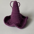 Small Hanging Purple Witches Hat Halloween Crochet Decoration