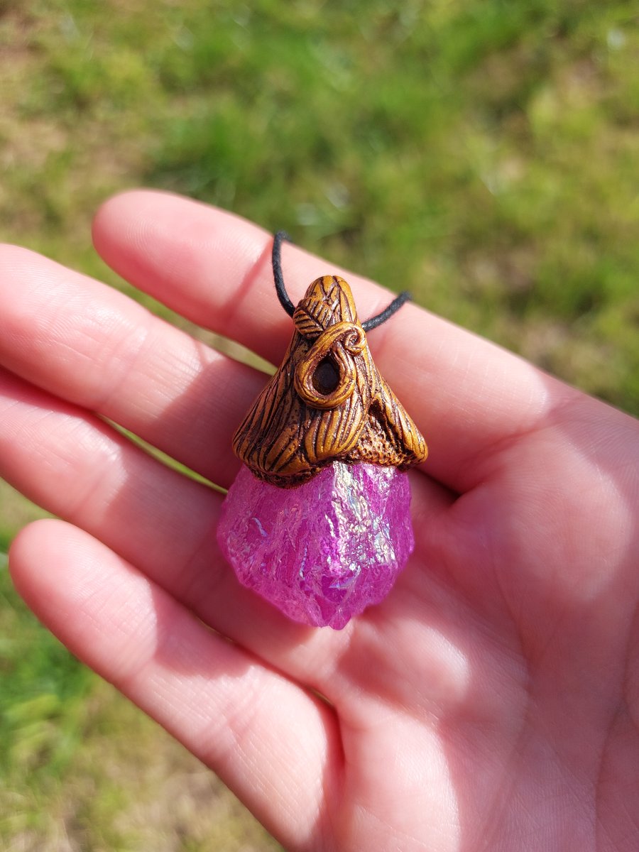 Unicorn stone and clear quartz Autumn Treasure Pendant