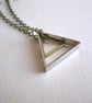 Double Triangle charm necklace - geometric mixed metals on brass - modern - Image 2