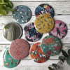 Pockets Mirrors with Wildlife Illustrations, Colourful Pocket Mirrors