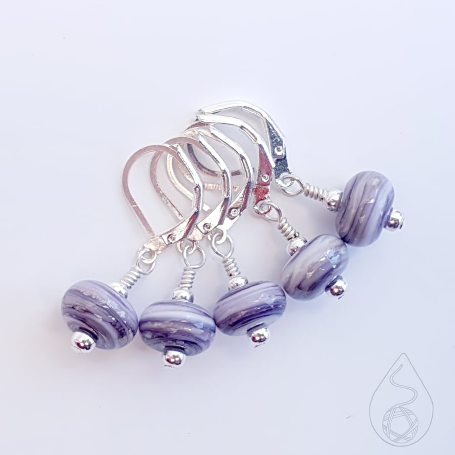 Lampwork Stitch Markers - Purple Swirls
