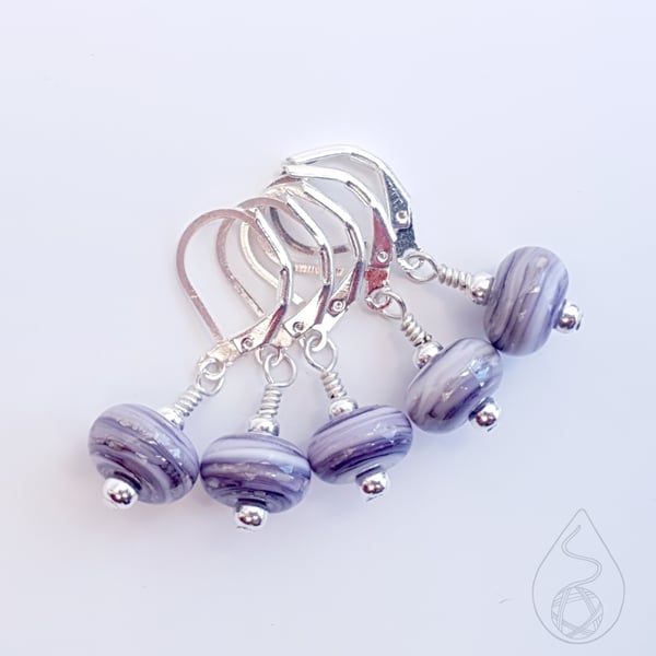 Lampwork Stitch Markers - Purple Swirls