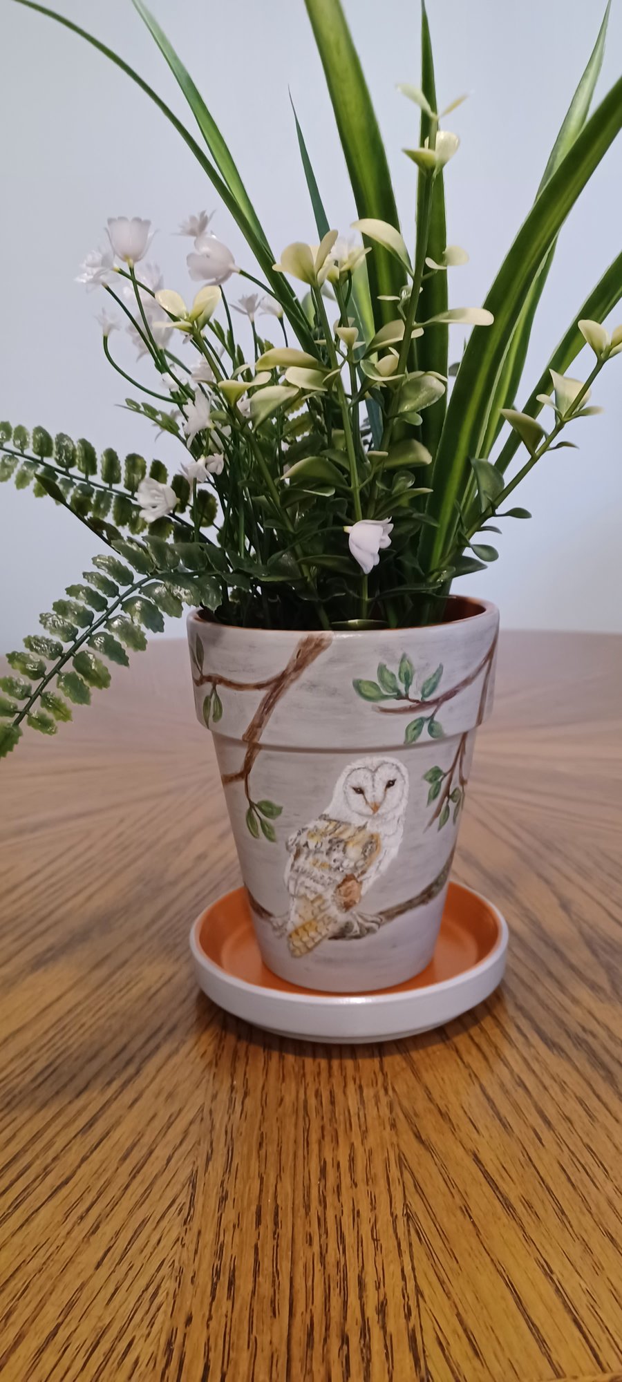 Hand-painted terracotta plant pot 