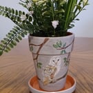 Hand-painted terracotta plant pot 