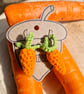 Carrot earrings, Fun orange dangle earrings, Vegetable themed earrings - Image 2
