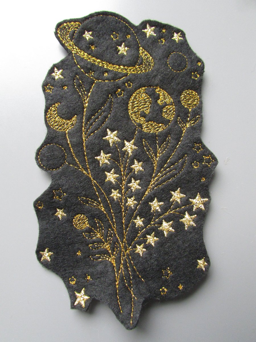 Embroidered Vintage Celestial Planets Applique Patch